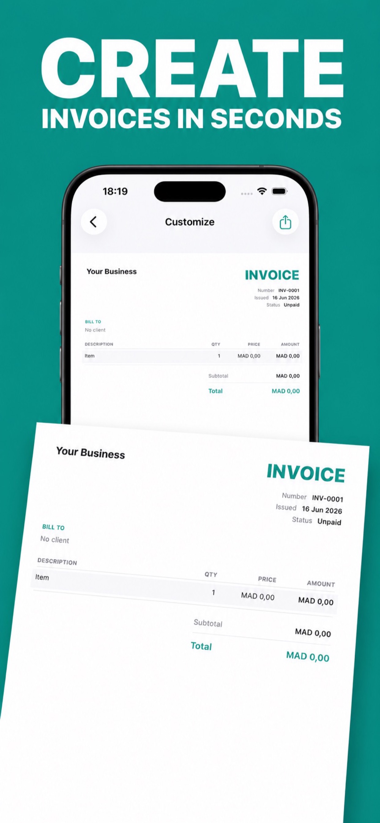 Create invoices in seconds