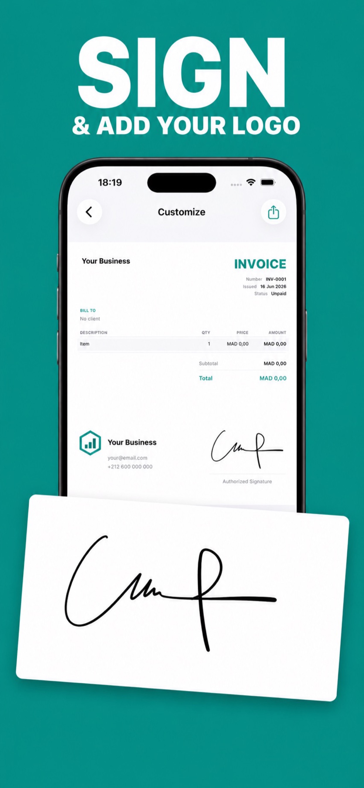 GoInvoice screen